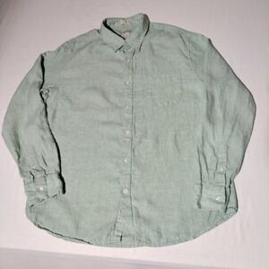 J Crew Irish Linen Slim Fit Button Down Shirt Men's XL Light Green